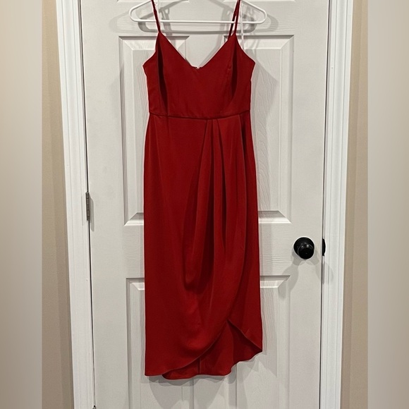 Lulus Reinette Rust Red Midi Dress Size Small - Picture 3 of 14